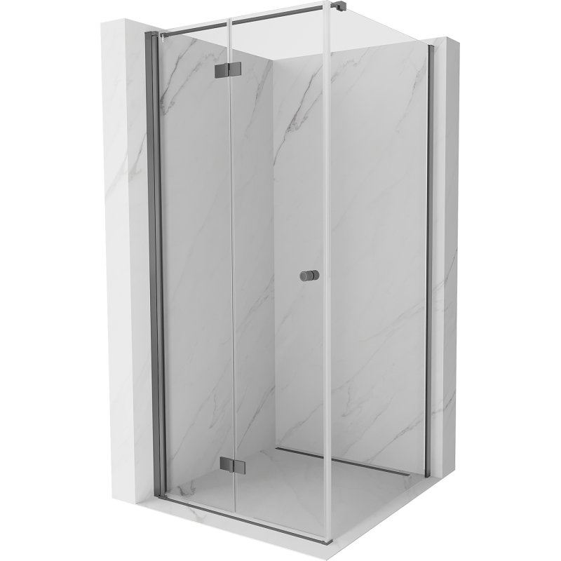 Mexen Mist-F сгъваема душ кабина лява 90 x 90 см, прозрачна, gun metal - 8A6T-090-090-95-00-L