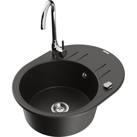 Mexen Kevin гранитна мивка с едно корито с отцедник и кухненски смесител