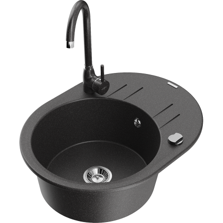 Mexen Kevin гранитна мивка с 1 корито с отцедник и кухненски смесител Telma,