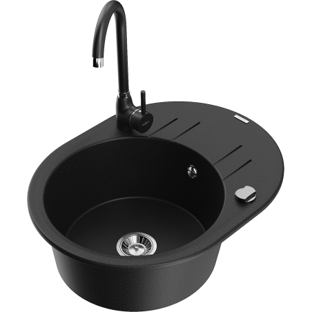 Mexen Kevin гранитна мивка с 1 отделение със сушилник и кухненски смесител