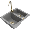 Mexen Carlos гранитна кухненска мивка с 1,5 камери и смесител Telma, сив