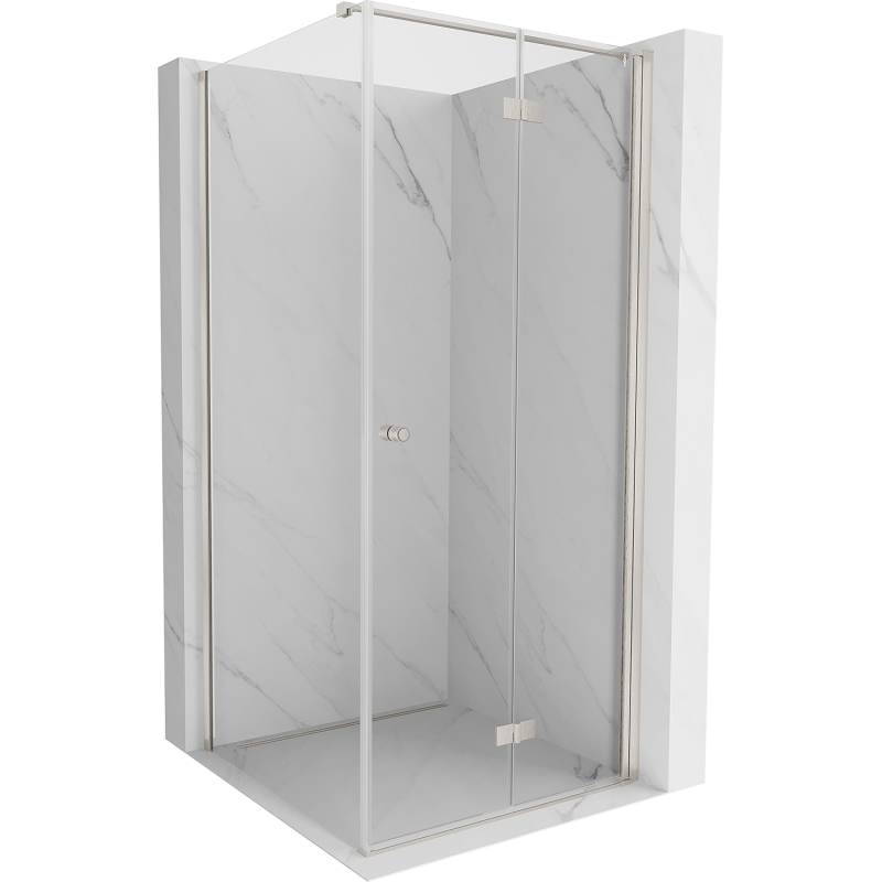 Mexen Mist-F сгъваема душ кабина дясна 120 x 120 см, прозрачна, четкан никел