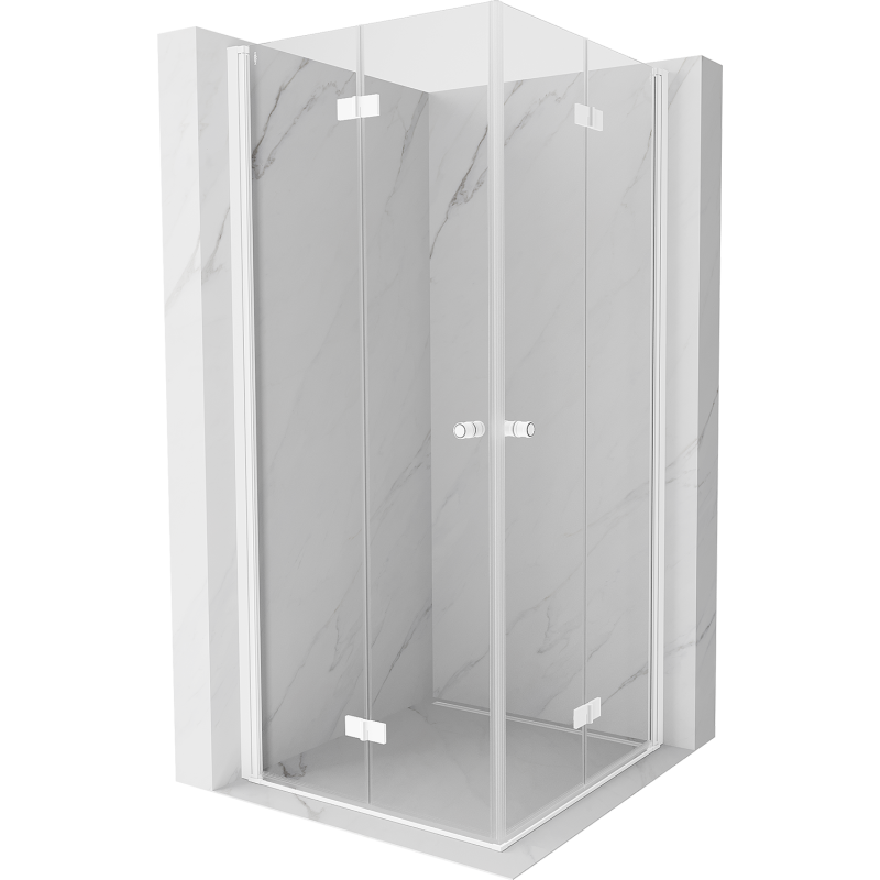 Mexen Mist-F Двойна сгъваема душ кабина 75 x 75 см, прозрачна, бяла - 8A6-075L-075P-20-00