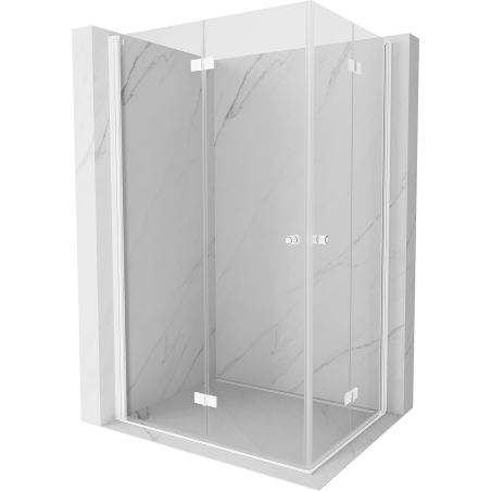 Mexen Mist-F Сгъваема душ кабина Duo лява 100 x 85 см, прозрачна, бяла - 8A6-100L-085P-20-00
