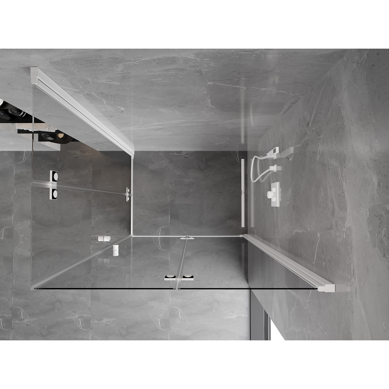 Mexen Mist-F Двоен сгъваем душ кабина дясна 75 x 95 см, прозрачна, бяла