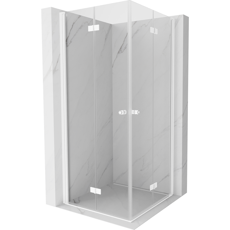 Mexen Mist-F Сгъваема душ кабина Duo 105 x 105 см, прозрачна, бяла - 8A6-105L-105P-20-00