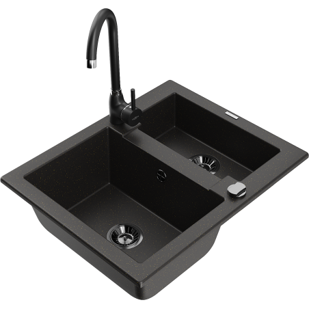 Mexen Carlos гранитна мивка с 1.5 камери и кухненски смесител Telma,