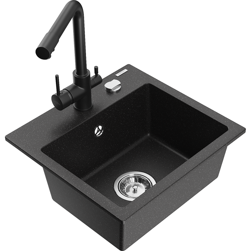 Mexen Milo гранитна мивка с 1 отделение с кухненски смесител Duero,