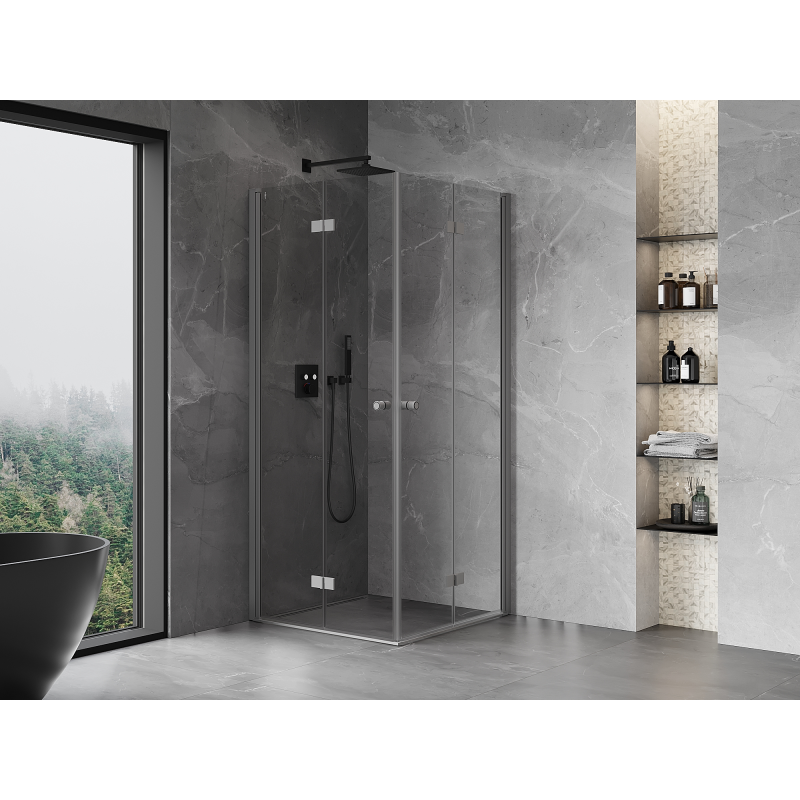Mexen Mist-F Душ кабина Duo сгъваема 85 x 85 см, прозрачна, сив мат - 8A6-085L-085P-95-00