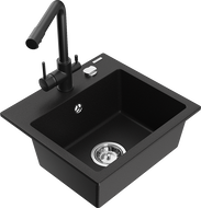 Mexen Milo гранитна кухненска мивка с 1 камера и кухненски смесител Duero,