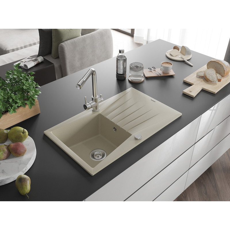 Mexen Cesar гранитна кухненска мивка с една камера, с оттичател и кухненски
