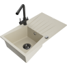 Mexen Cesar гранитна мивка с 1 отделение и отцедник и кухненски смесител Duero, бежов - 6514-69-671600-70