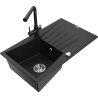 Mexen Cesar гранитна мивка с едно корито и сушилник и кухненски смесител