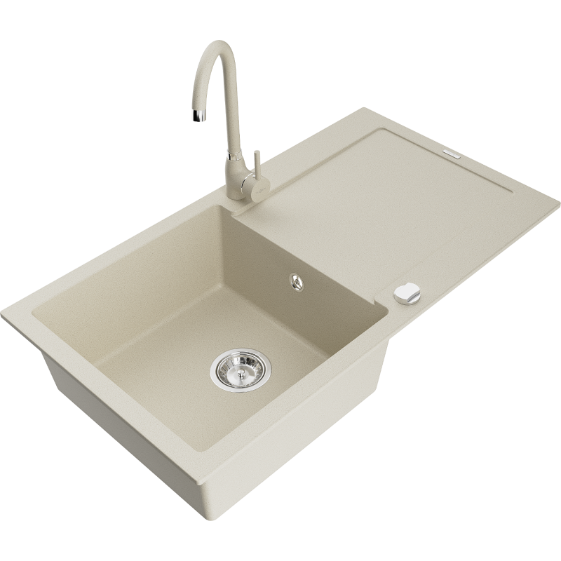 Mexen Leo гранитна кухненска мивка с една камера с отцедник и кухненски