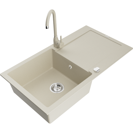 Mexen Leo гранитна кухненска мивка с една камера с отцедник и кухненски