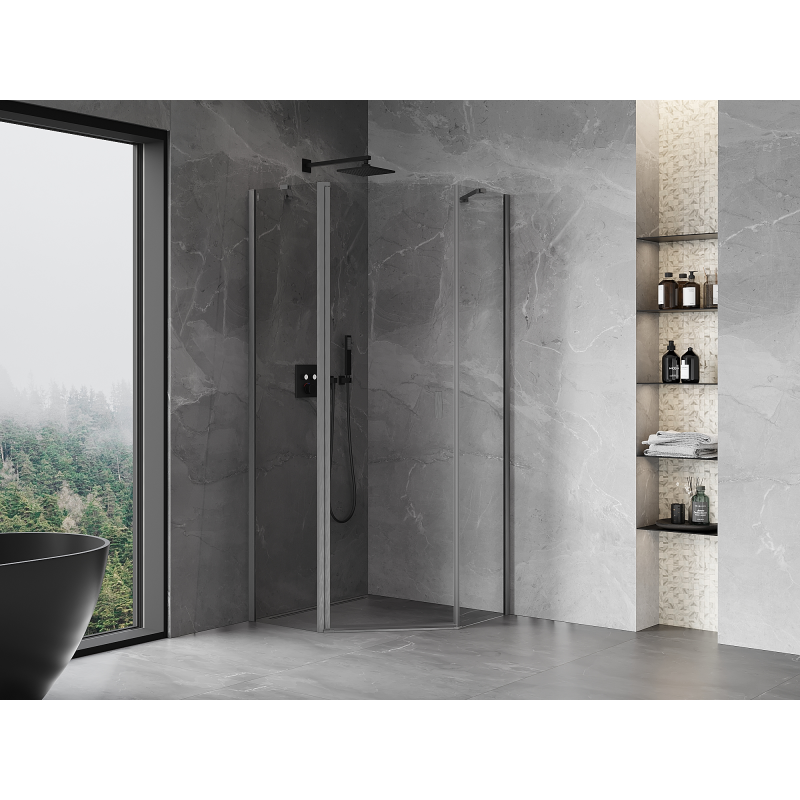 Mexen Mist петостенна душ кабина с врата 90 x 90 см, прозрачна, четка в цвят на