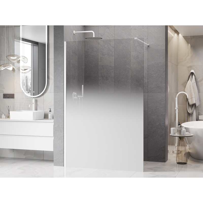 Mexen Kioto Преграда за душ Walk-in 130 x 200 см, бяла омбре 8 мм, бяла - 800-130-101-20-86