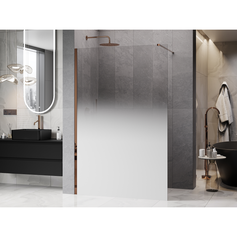 Mexen Kioto душ преграда Walk-in 110 x 200 см, омбре бяла 8 мм, розово злато