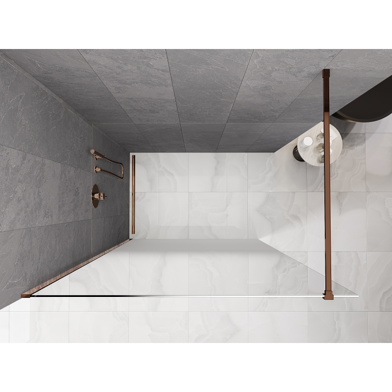 Mexen Kioto душ параван Walk-in 80 x 200 см, бял омбре 8 мм, розово злато - 800-080-101-60-86
