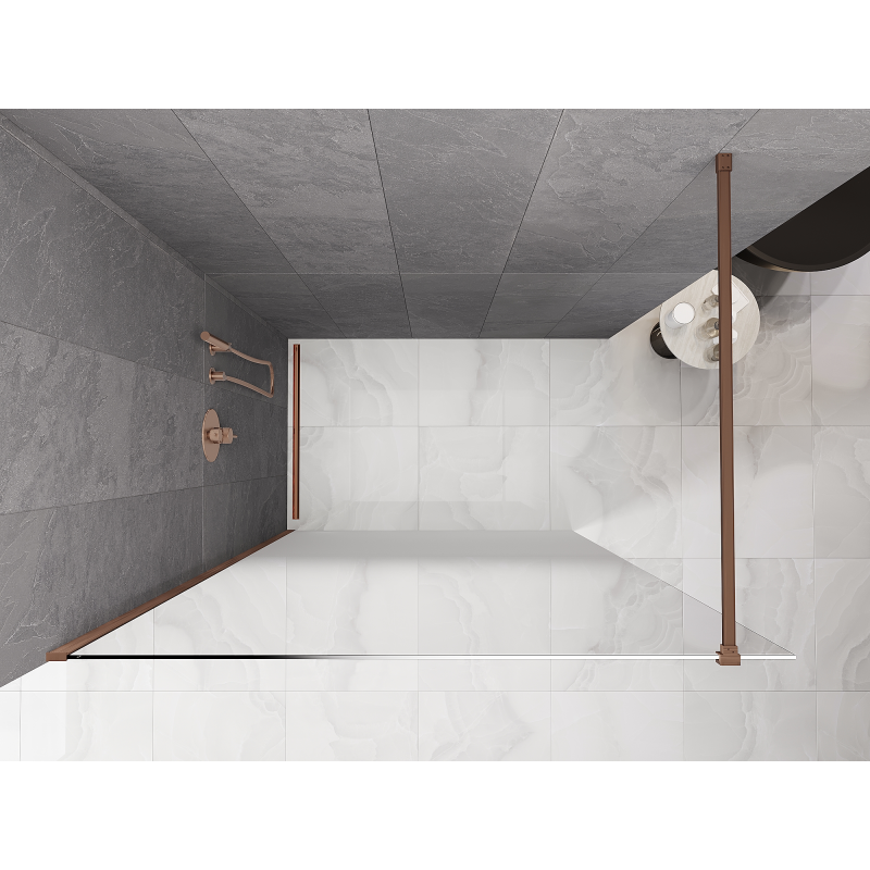 Mexen Kioto панел за душ Walk-in 130 x 200 cm, ombre бял 8 mm, четкана мед - 800-130-101-65-86