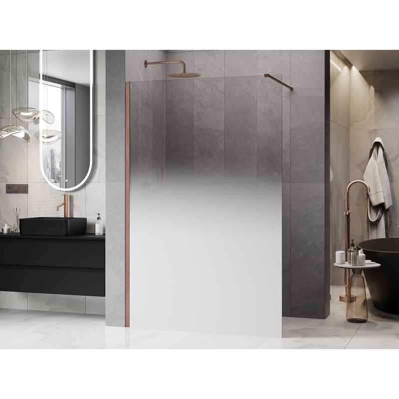 Mexen Kioto Стена за душ Walk-in 90 x 200 см, омбре бяло 8 мм, матирана мед