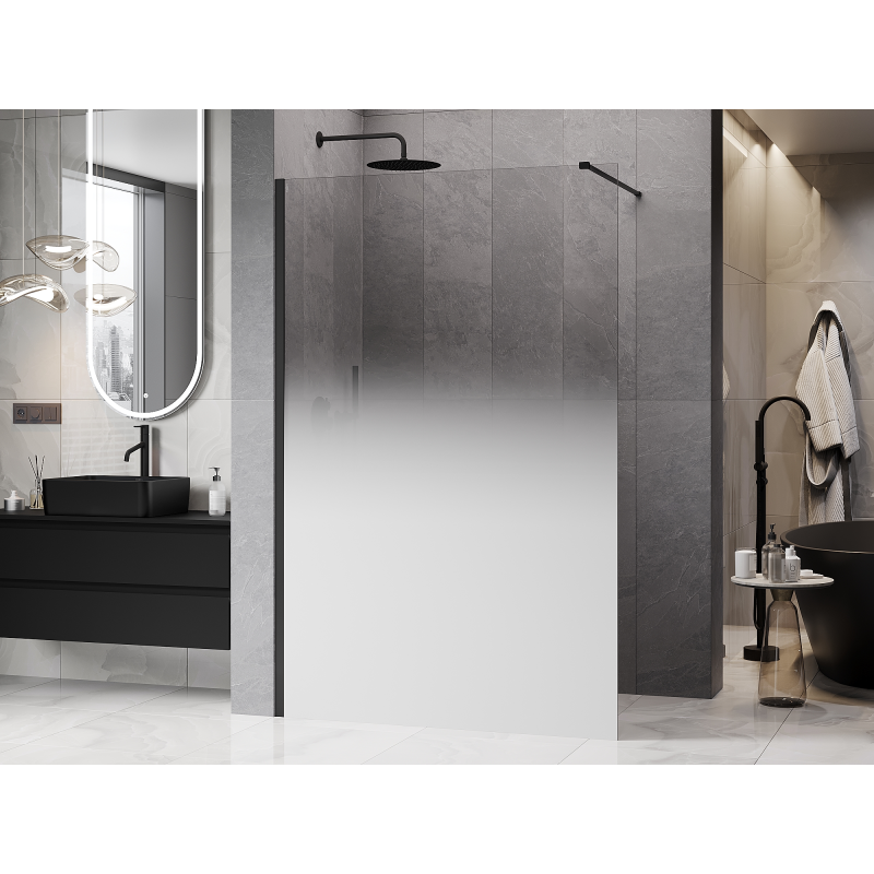Mexen Kioto душ преграда Walk-in 140 x 200 см, бяло омбре 8 мм, черна - 800-140-101-70-86