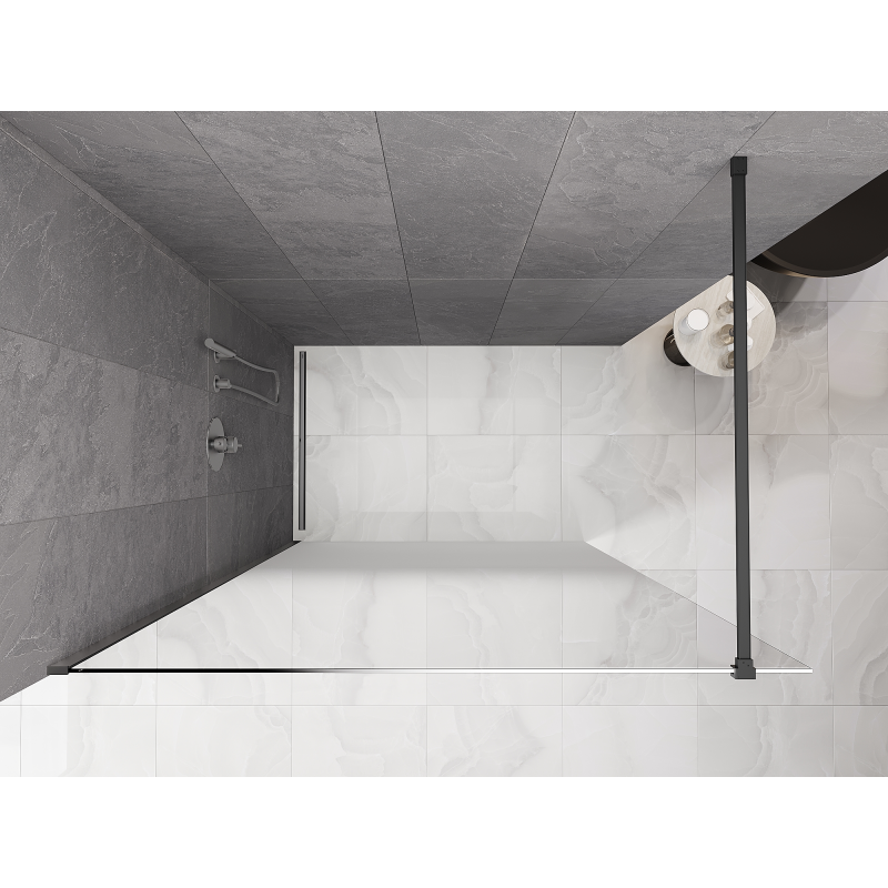 Mexen Kioto душ преграда Walk-in 120 x 200 cm, омбре бяла 8 мм, gun metal - 800-120-101-95-86