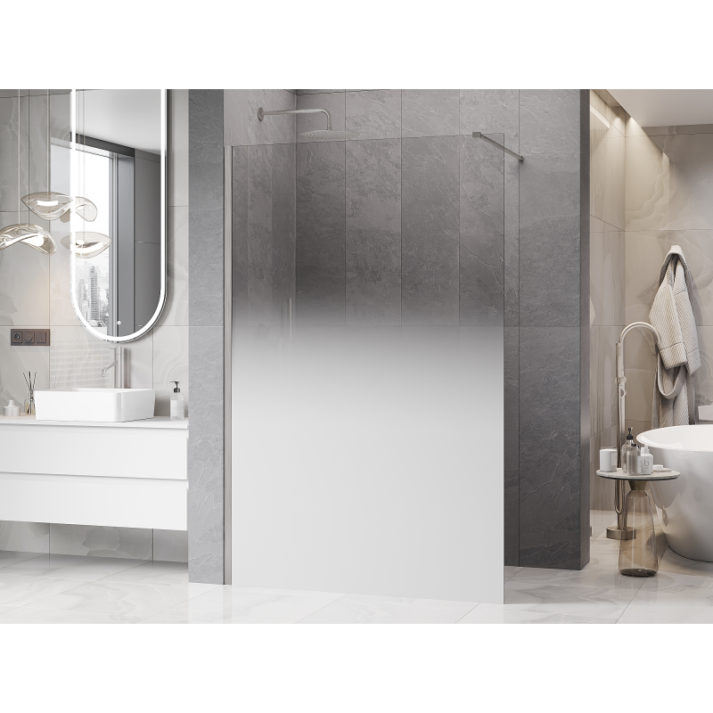 Mexen Kioto душ преграда Walk-in 140 x 200 см, бяла омбре 8 мм, четкан никел