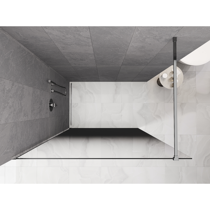 Mexen Kioto душ панел Walk-in 140 x 200 см, омбре черно 8 мм, хром - 800-140-101-01-76