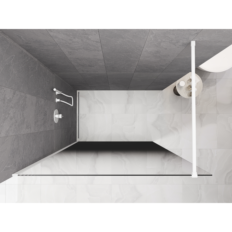 Mexen Kioto душ стена Walk-in 130 x 200 cm, ombre черна 8 mm, бяла - 800-130-101-20-76