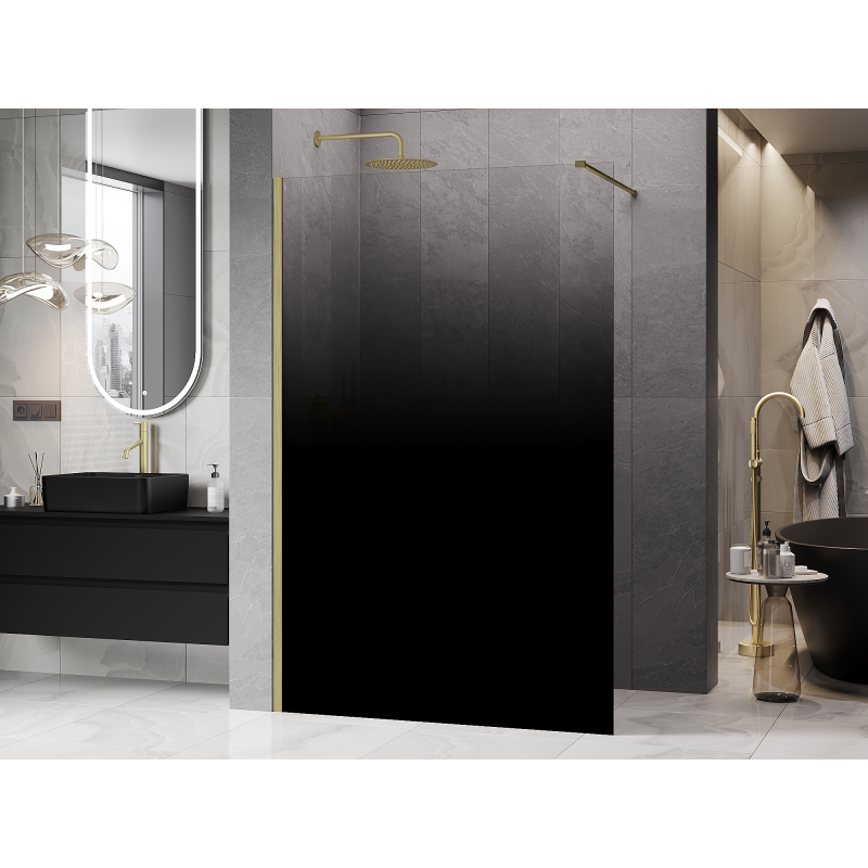 Mexen Kioto душ преграда Walk-in 100 x 200 см, ombre черно 8 мм, злато матирано