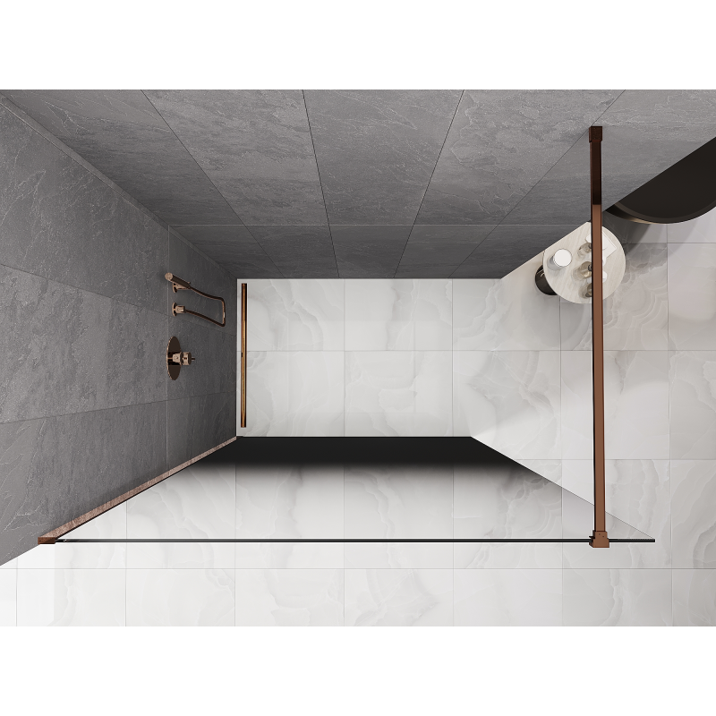Mexen Kioto душ преграда Walk-in 90 x 200 cm, черно омбре 8 мм, розово злато