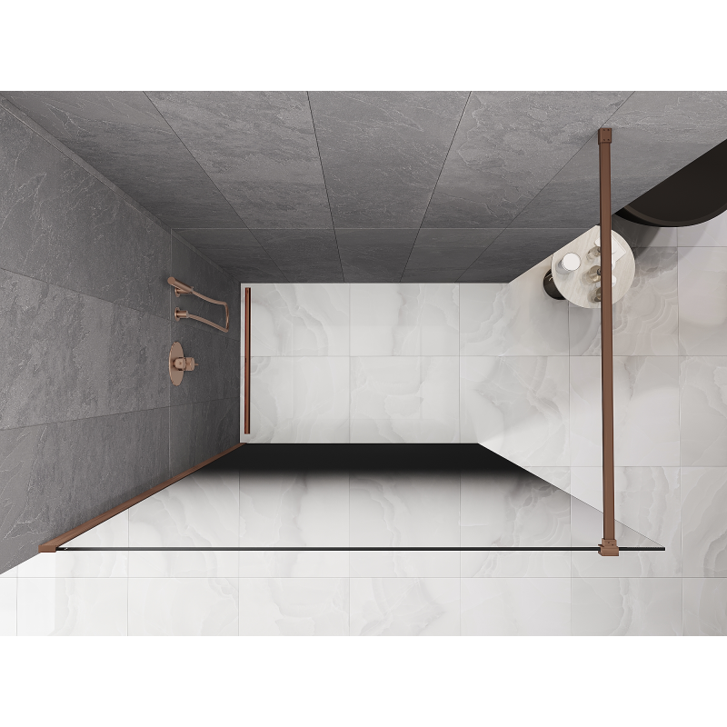 Mexen Kioto душ-преграда Walk-in 150 x 200 см, омбре черна 8 мм, медчетка - 800-150-101-65-76