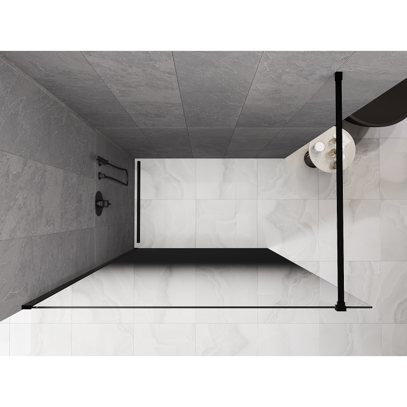 Mexen Kioto Душ стена Walk-in 120 x 200 см, омбре черно 8 мм, черно - 800-120-101-70-76