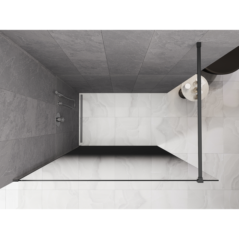 Mexen Kioto душова преграда Walk-in 80 x 200 см, омбре черна 8 мм, gun metal - 800-080-101-95-76