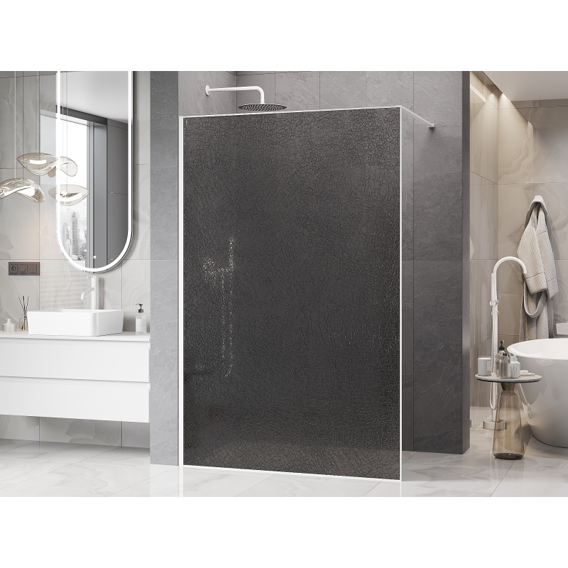 Mexen Kioto душ панел Walk-in 130 x 200 см, графит веон и блажен 12 мм, бял