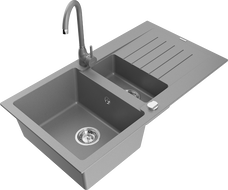 Mexen Matias гранитна мивка 1,5 камери с отцедник и кухненски смесител Telma,