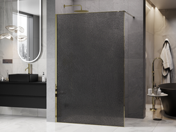 Mexen Kioto душ параван Walk-in 70 x 200 см, crackle графит 12 мм, злато - 800-070-101-50-44-X