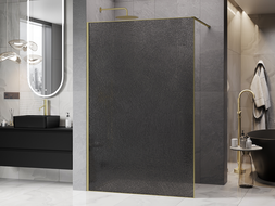 Mexen Kioto душ параван Walk-in 120 x 200 см, crackle графит 12 мм, злато четкано