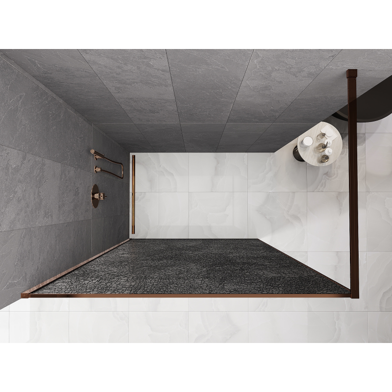 Mexen Kioto душ преграда Walk-in 110 x 200 см, графит кракъл 12 мм, розово злато