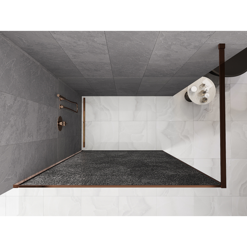 Mexen Kioto душ преграда Walk-in 120 x 200 cm, crackle графит 12 mm, розово злато
