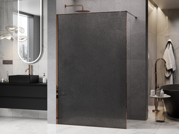 Mexen Kioto душ кабина Walk-in 160 x 200 см, crackle графит 12 мм, розово злато