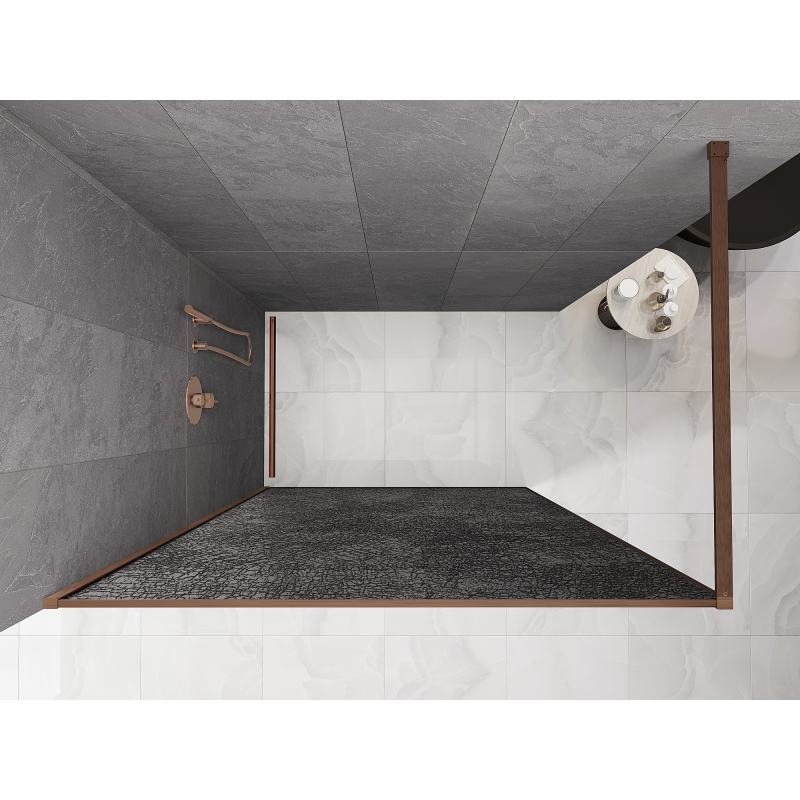 Mexen Kioto Душ стена Walk-in 120 x 200 см, графит с напукан ефект 12 мм, изчеткана