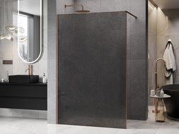 Mexen Kioto душ кабина Walk-in 150 x 200 см, графит с ефект кракъл 12 мм, четкана мед