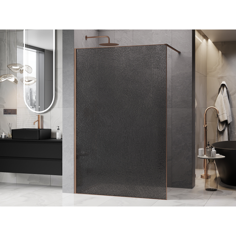 Mexen Kioto душ стена Walk-in 80 x 200 cm, crackle графит 12 mm, четкана мед - 800-080-101-65-44-X