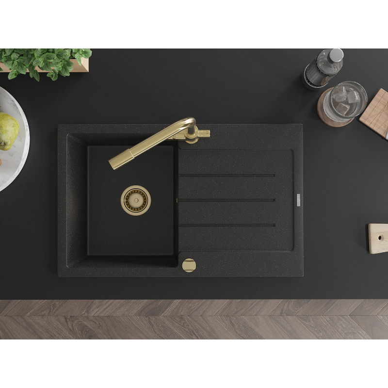 Mexen Bruno гранитна мивка с 1 отделение с дренаж и кухненски смесител Duero,