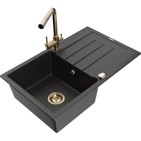 Mexen Bruno гранитна мивка с 1 отделение с дренаж и кухненски смесител Duero,