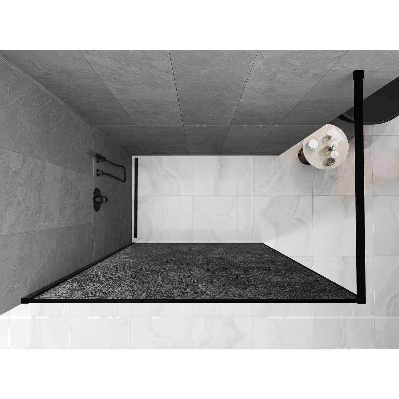 Mexen Kioto душ параван Walk-in 130 x 200 cm, crackle grafit 12 mm, черен - 800-130-101-70-44-X