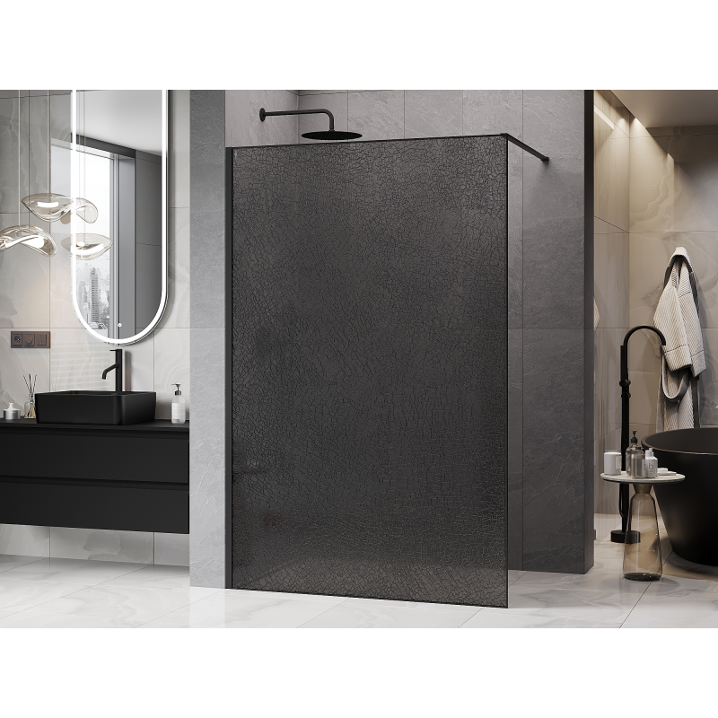 Mexen Kioto параван за душ Walk-in 70 x 200 см, графитено напукано 12 мм, черен