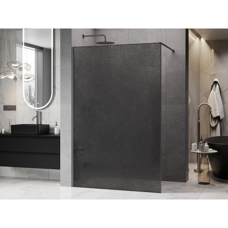 Mexen Kioto душ стена Walk-in 160 x 200 см, crackle графит 12 мм, gun metal - 800-160-101-95-44-X